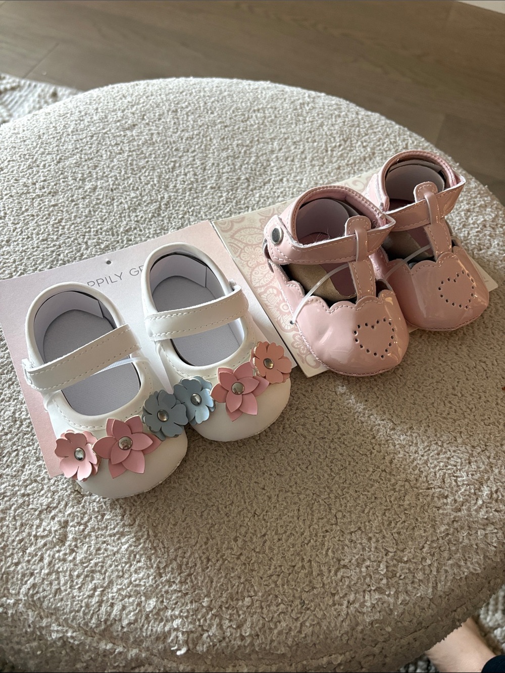 Set of 2: 6M Baby Girls Mary Jane Shoes - White and Pink